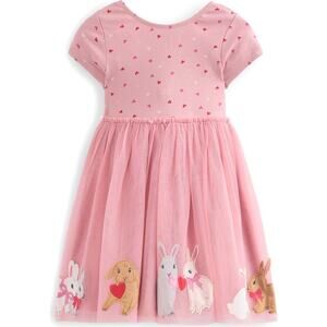 2/3T Mini Boden Kids' Holiday Bunny Appliqué & Tulle Party Dress